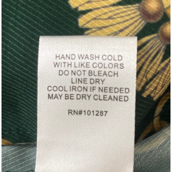 Neiman Marcus Green Chain-Print Wrap V-Neck Midi Dress Small Flutter Sleeve Belt - Picture 11 of 11